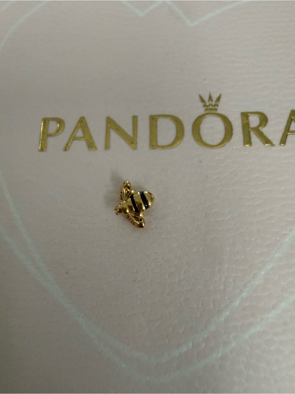 New Pandora Gold Bee tiny Charm - Gold and Black Bee Accent